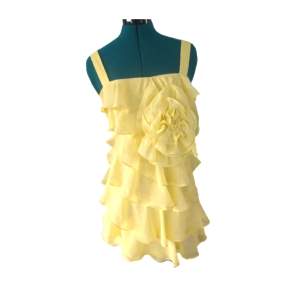 Y2K Yellow Ruffle Rose Floral Spring Dress  (No Size) Msmts in Desc.